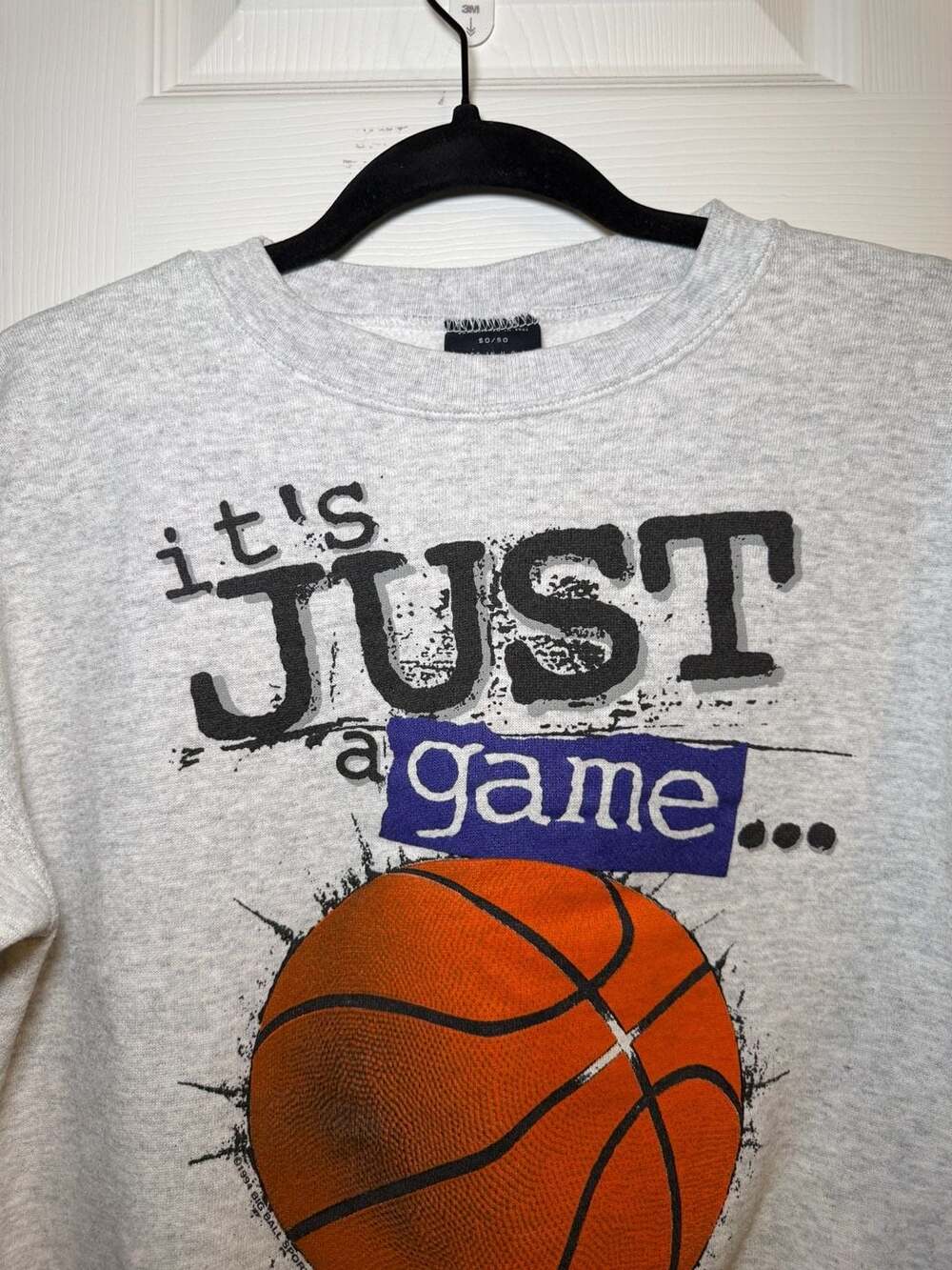Big Ball Sports Sweatshirt Size Kids XL Gray Basketball It's Just A Game Vintage